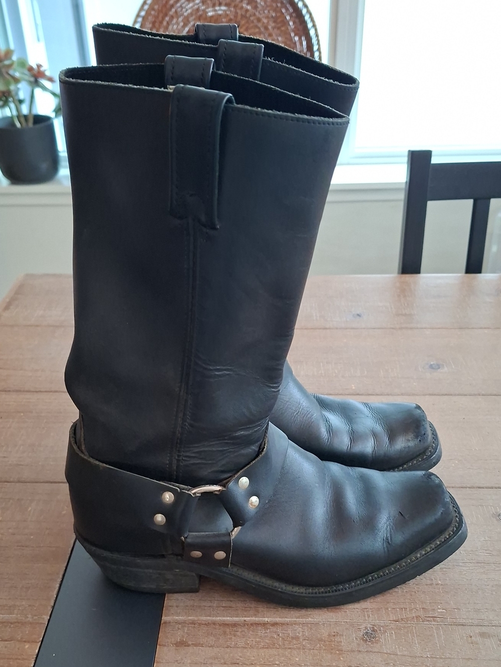 Canada West Classic Black 'Loggertan' Leather Biker Boots (Size US 9)